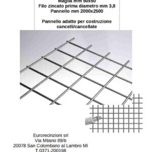 Pannelli rete elettrosaldata zincata prima mm 3,8